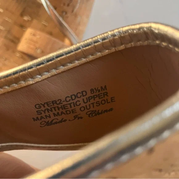 Donald Pliner GYER Upper Heel Wedge Platform Leather Slide Cork Sandals 8.5 M - Picture 10 of 10